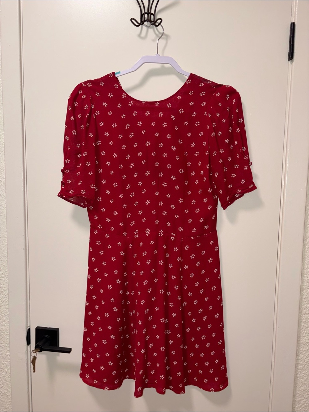 Reformation Red Mini Dress with White Floral Print
